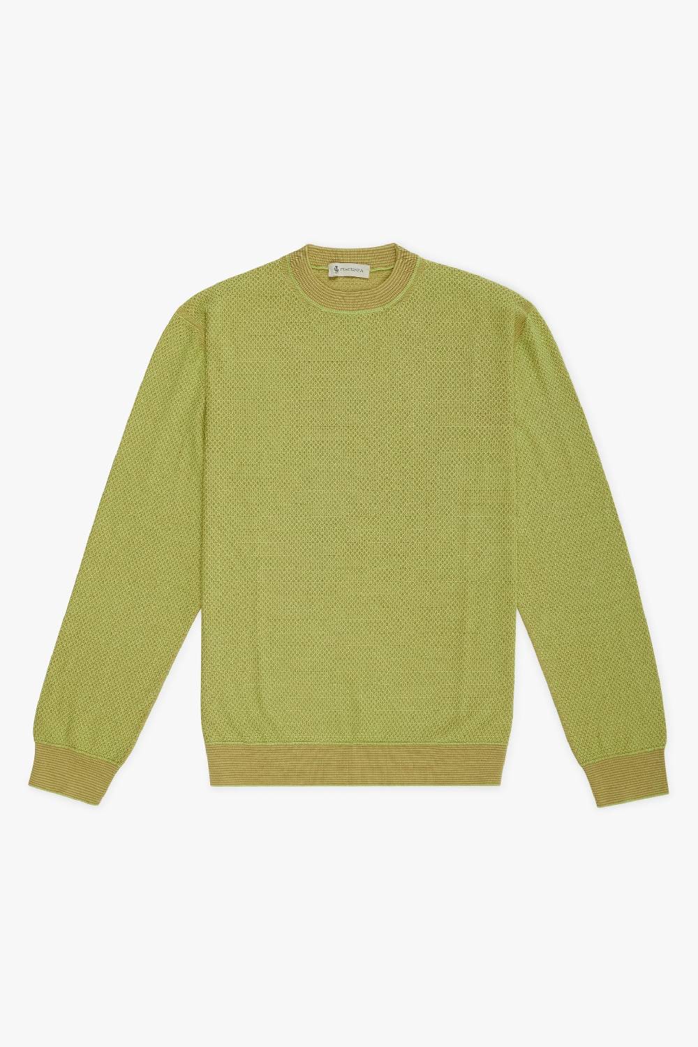 Piacenza 1733 Maglia maniche lunghe two tone slip verde fluo e naturale Convenienza