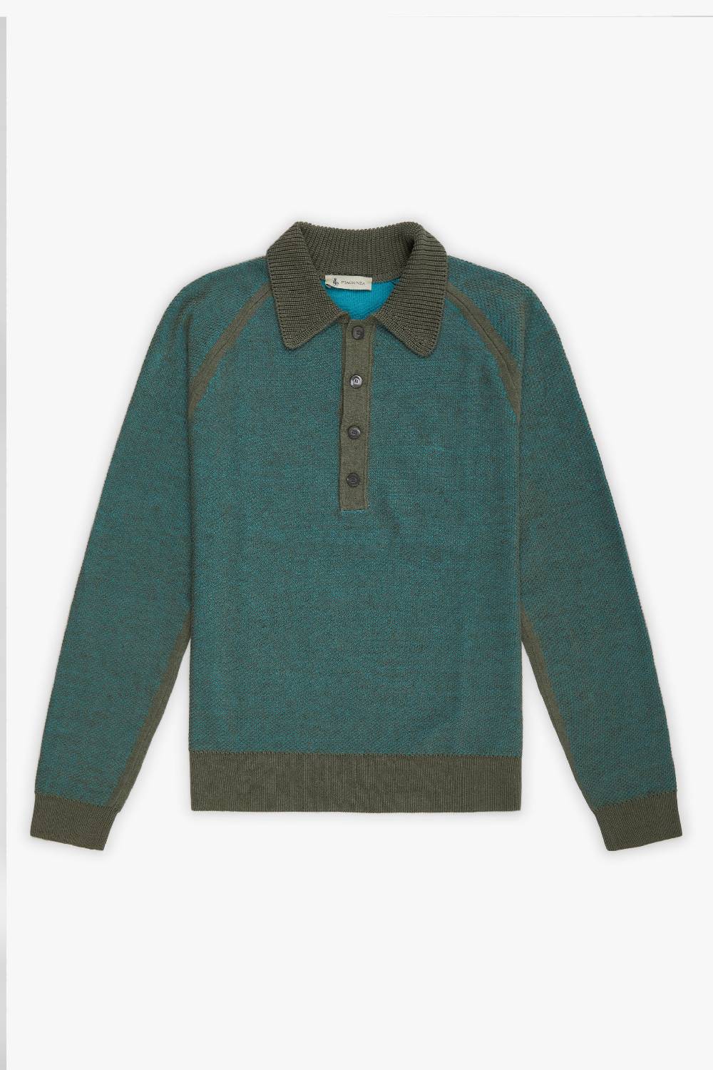 Piacenza 1733 Polo maniche lunghe two tone honey comb verde Online