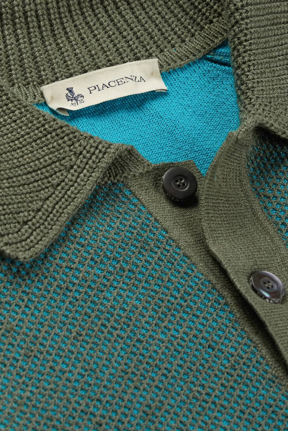 Piacenza 1733 Polo maniche lunghe two tone honey comb verde Online