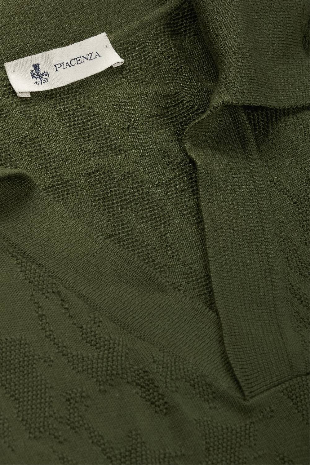 Piacenza 1733 Polo jacquard mesh camo verde scuro Offerte