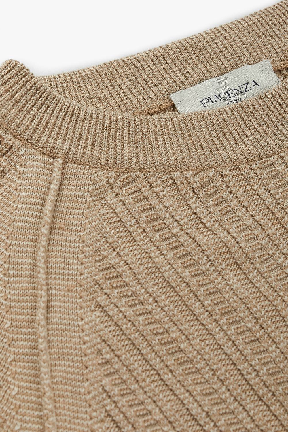 Piacenza 1733 Maglia maniche lunghe two tone ladder rib naturale Nuova
