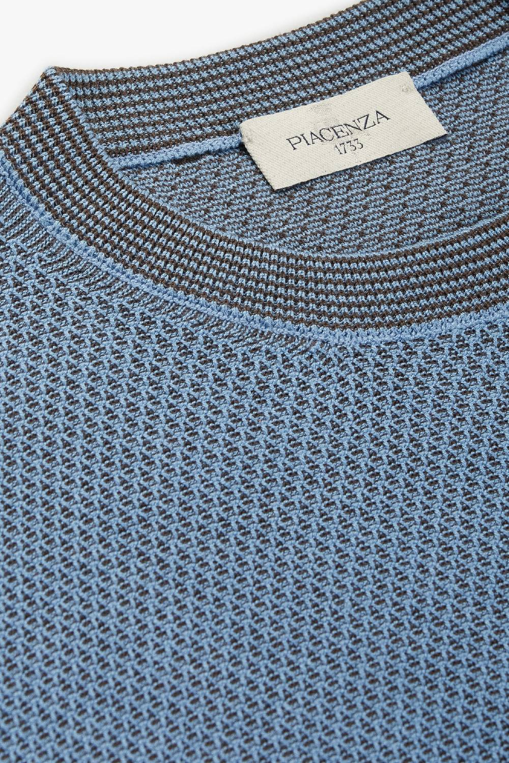 Piacenza 1733 Maglia maniche lunghe two tone slip azzurro e marrone Moda