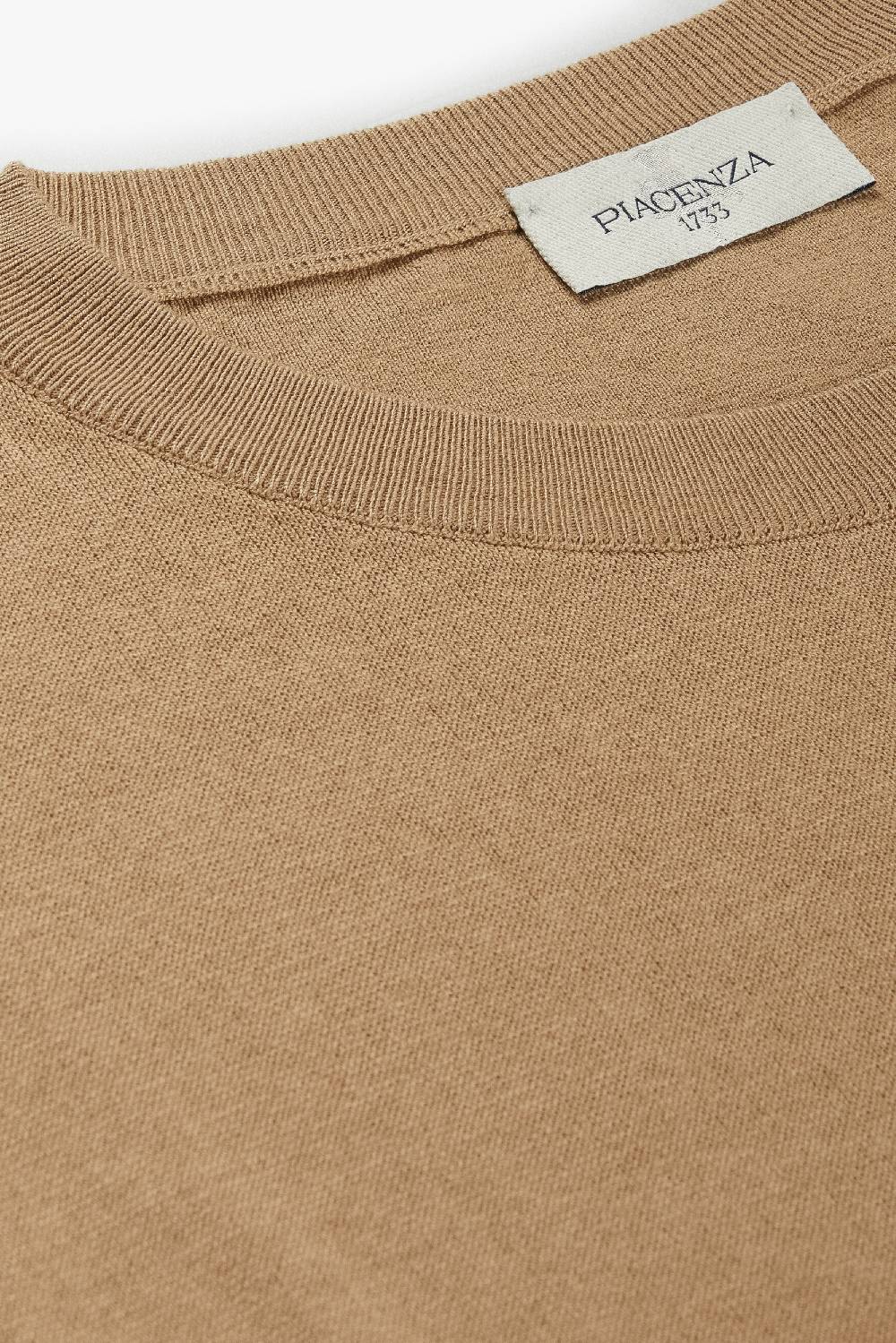 Piacenza 1733 Maglia maniche lunghe double needle nocciola Qualità