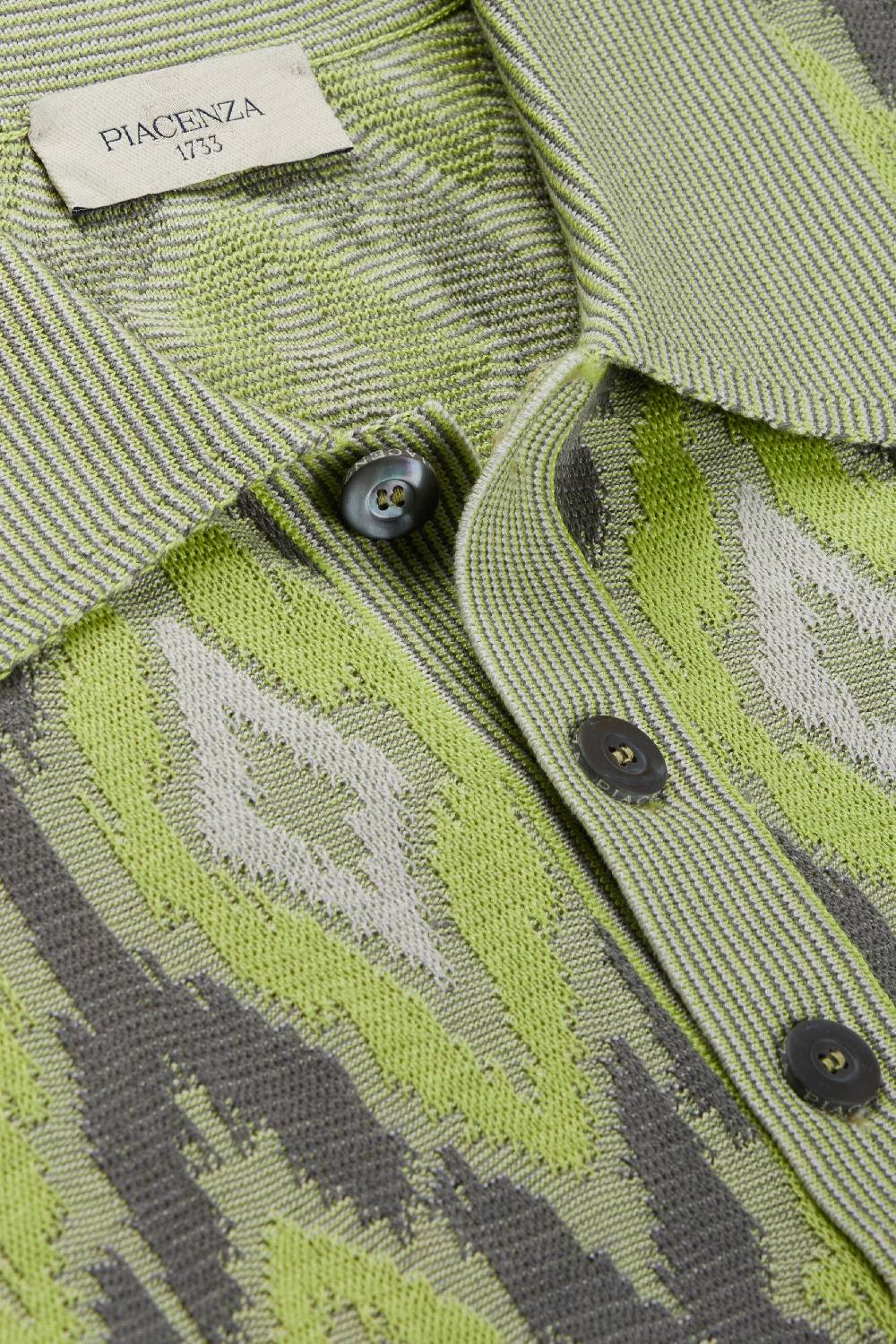 Piacenza 1733 Polo fil a fil ikat argyle jacquard verde Soddisfazione Garantita