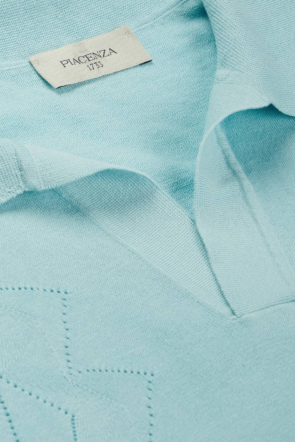 Piacenza 1733 Polo havana zig zag pointelle azzurro Qualità Garantita
