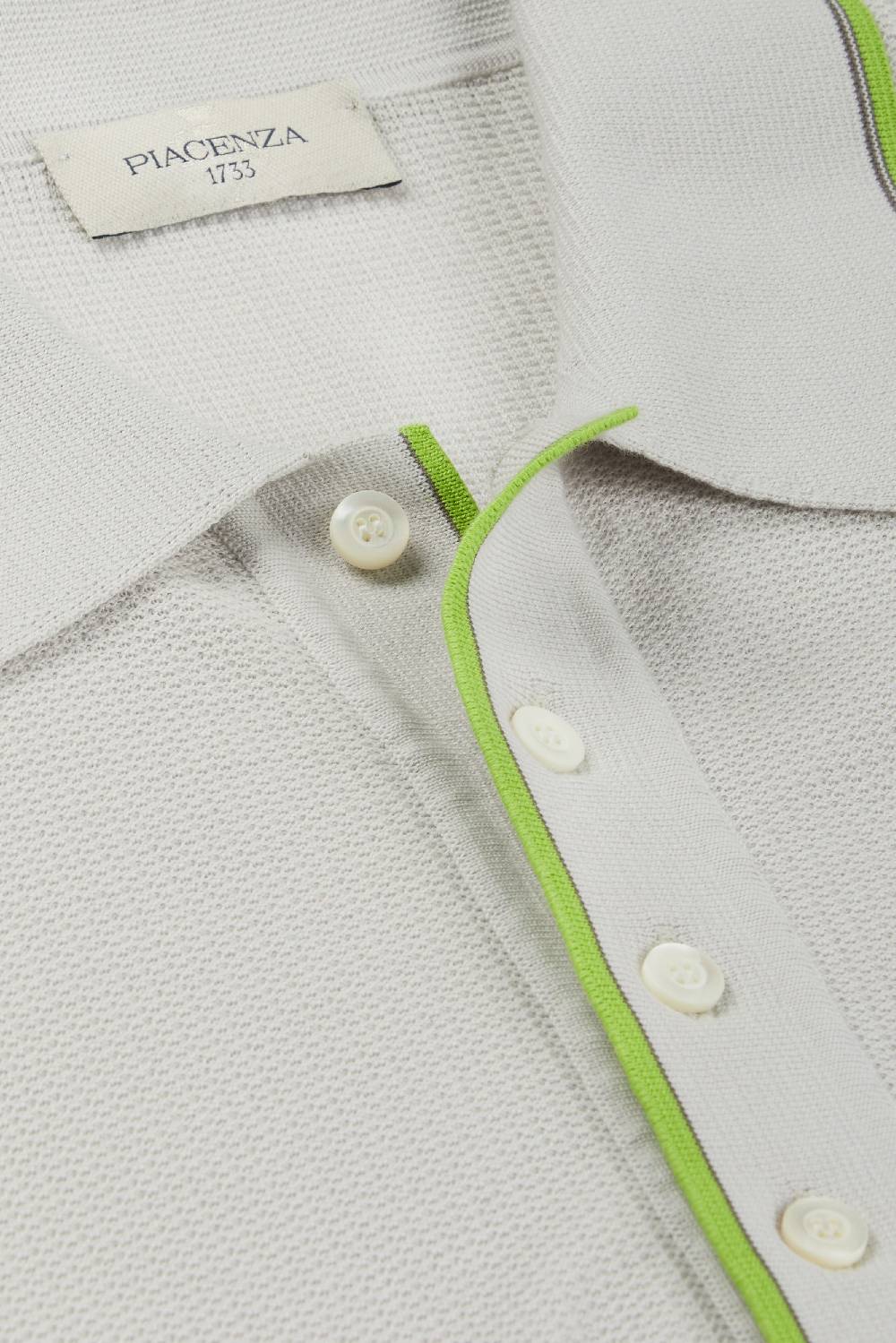 Piacenza 1733 Polo shell stitch con bordo verde fluo Promozione Limitata