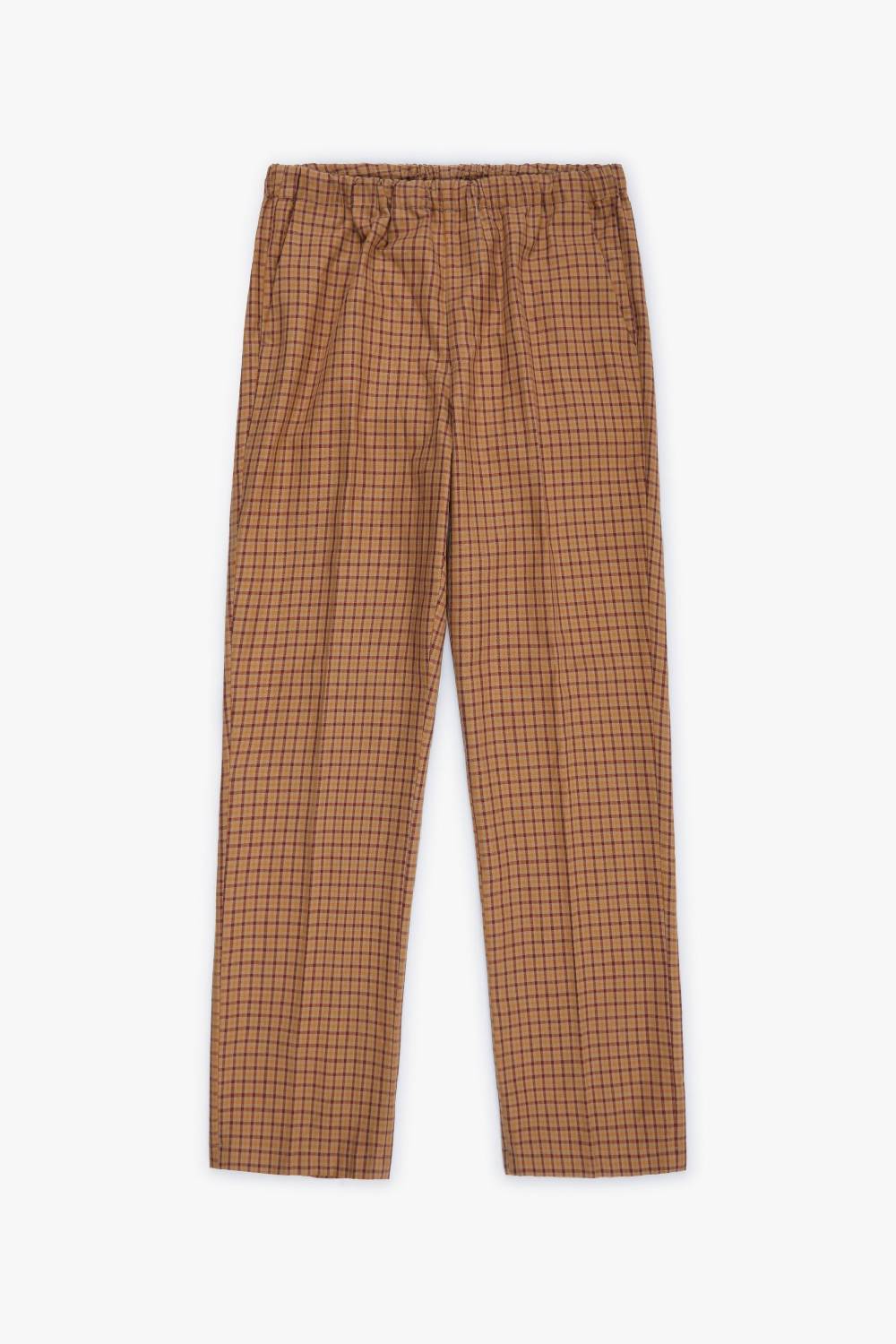 Piacenza 1733 Pantalone micro check cammello e bordeaux Saldi Di Fabbrica