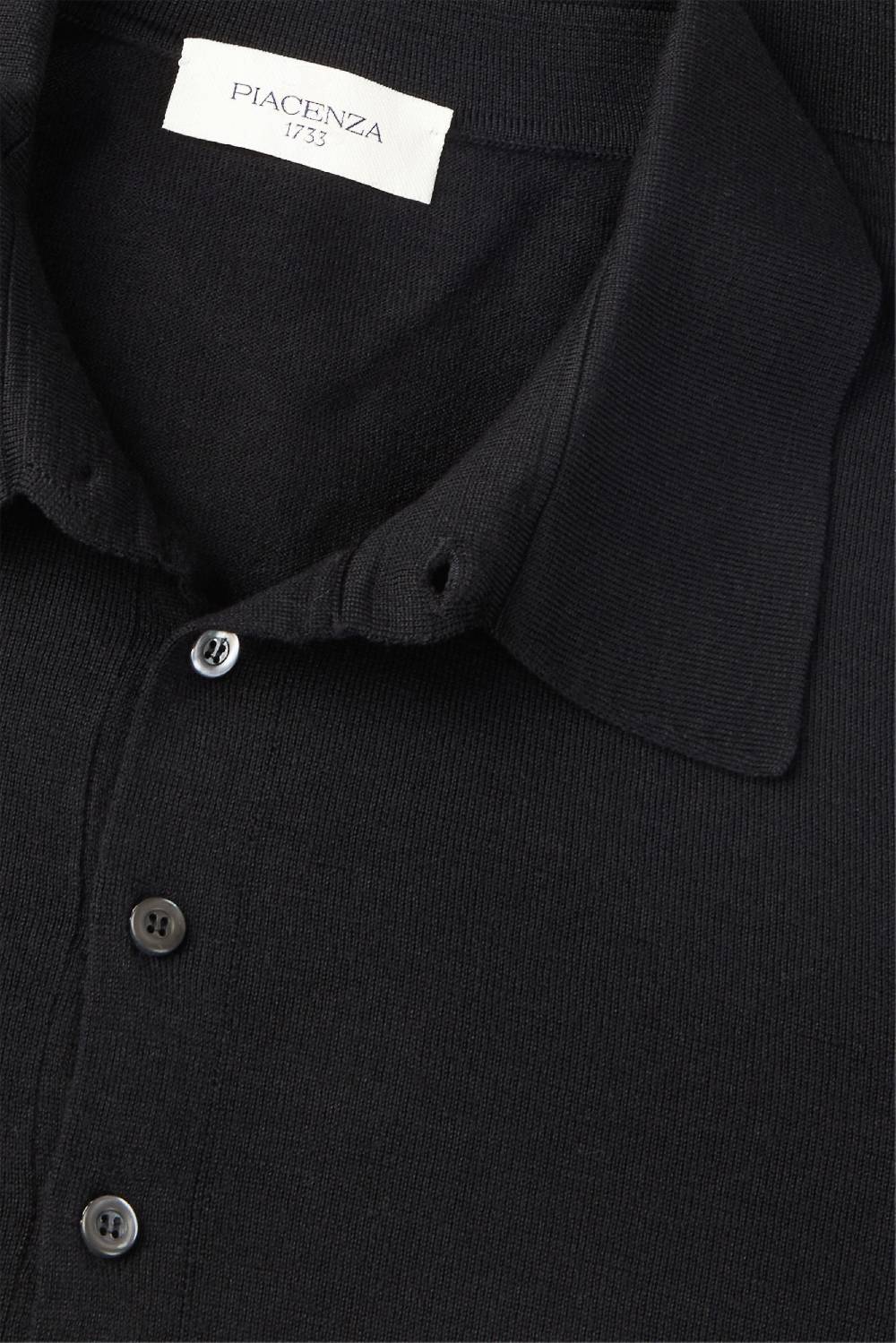Piacenza 1733 Polo lana merino super fine nero Nuova