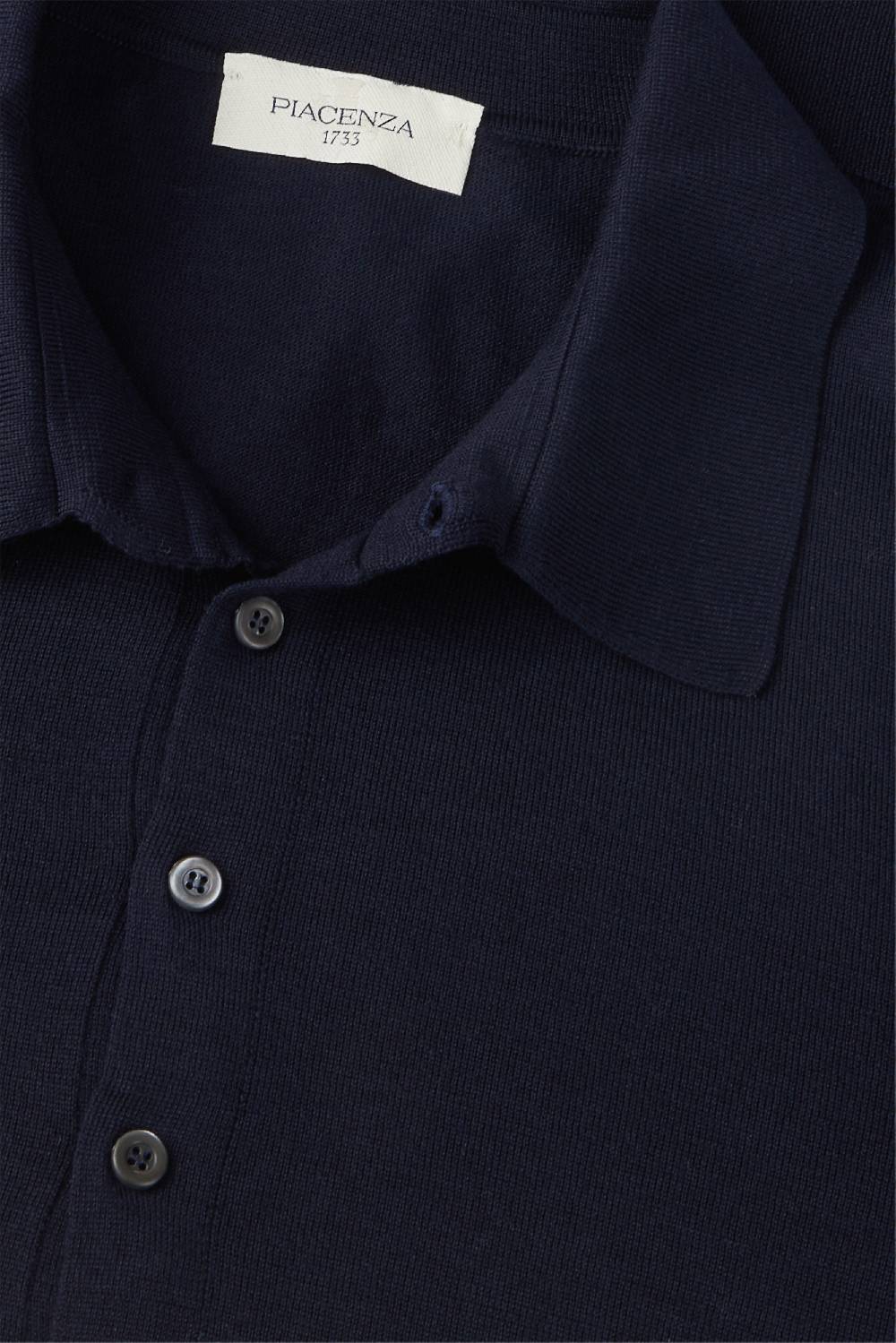 Piacenza 1733 Polo lana merino super fine blu Italy