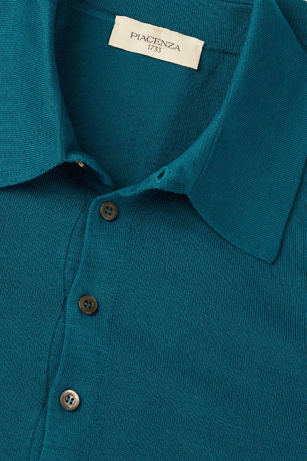 Piacenza 1733 Polo lana merino super fine petrolio Italia