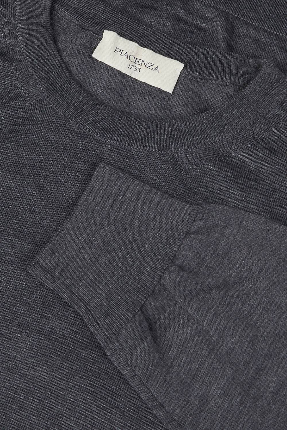 Piacenza 1733 Girocollo lana merino super fine antracite Vendita