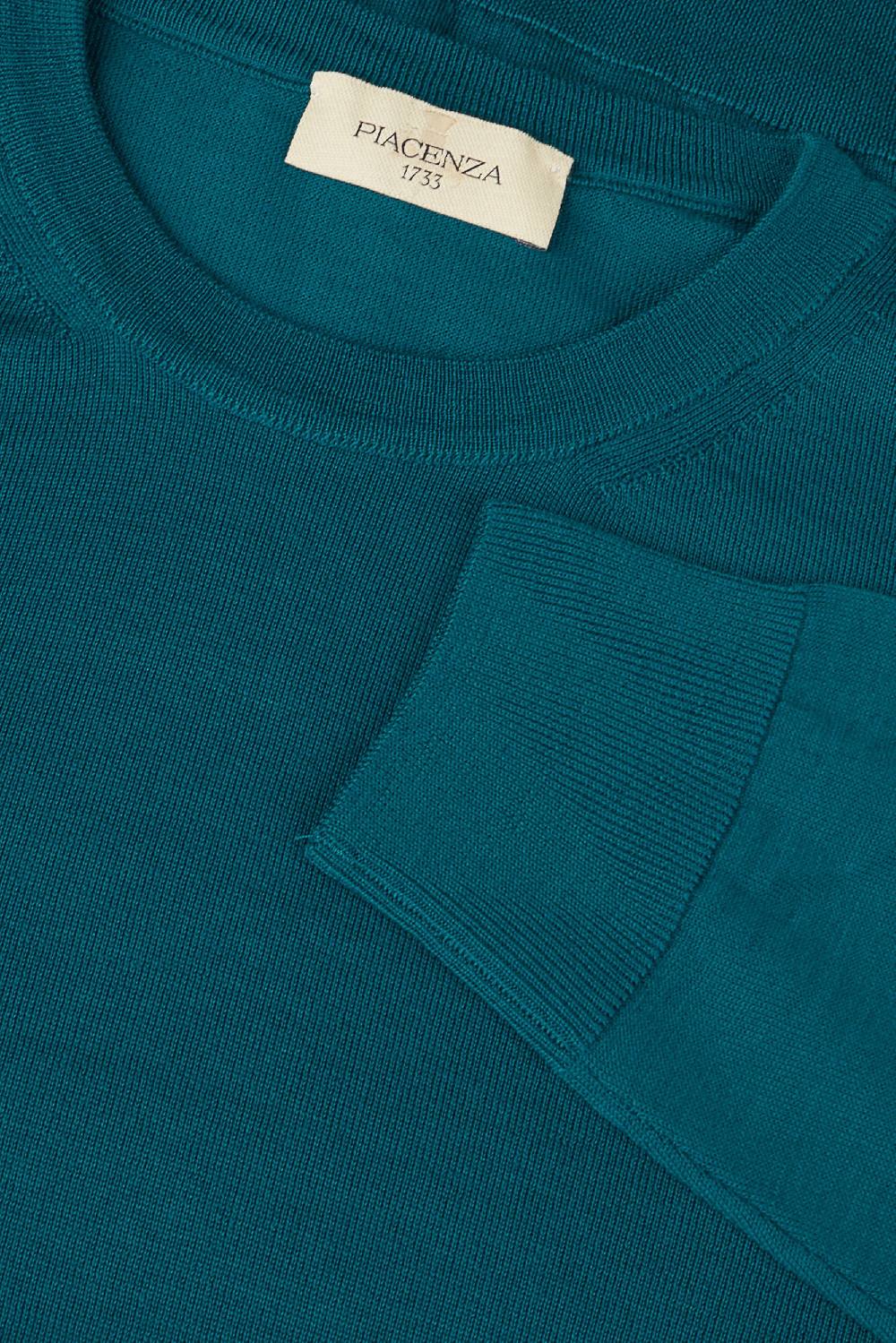 Piacenza 1733 Girocollo lana merino super fine petrolio Promozione