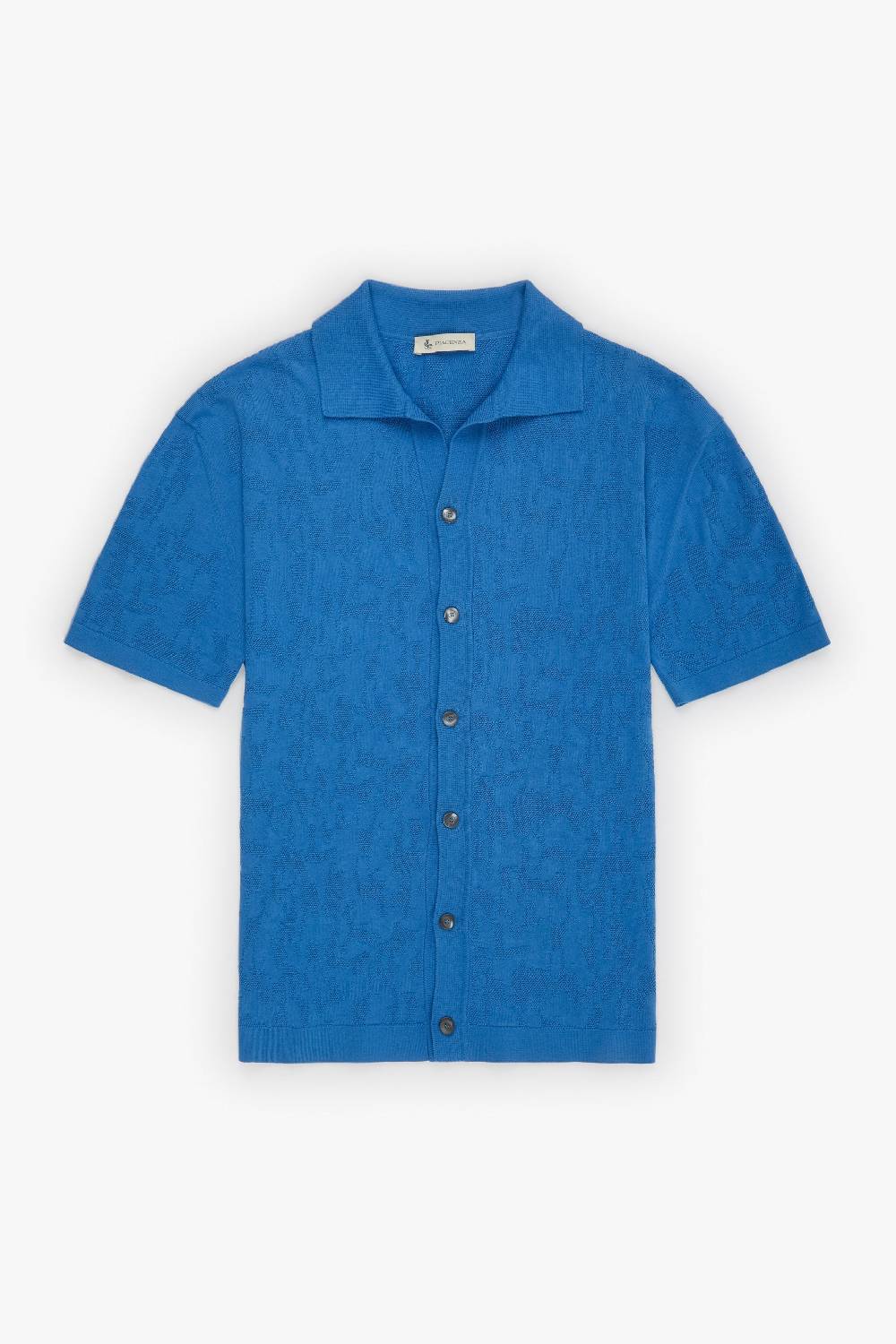 Piacenza 1733 Camicia maniche corte jacquard mesh camo azzurro Prezzo Ridotto