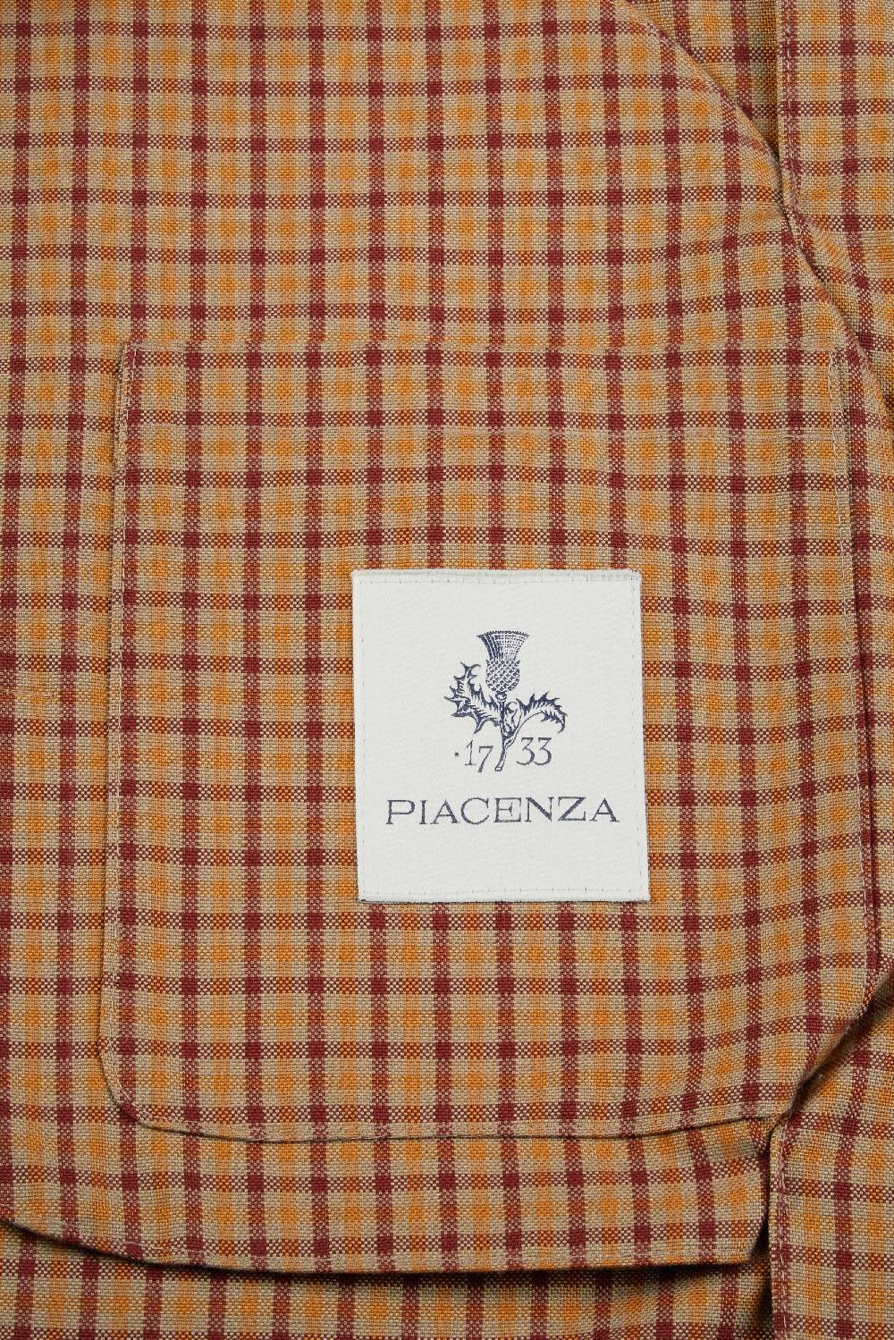 Piacenza 1733 Giacca camicia micro check cammello e bordeaux Sconto