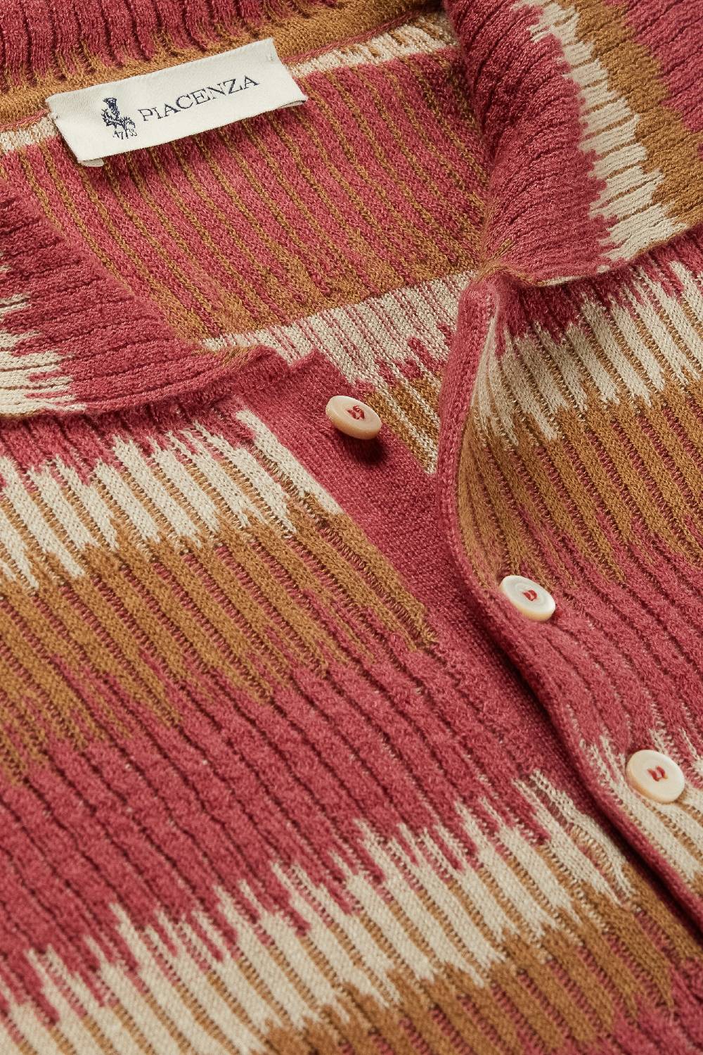 Piacenza 1733 Polo ikat striped flat rib bruciato, neutro e rosa Outlet