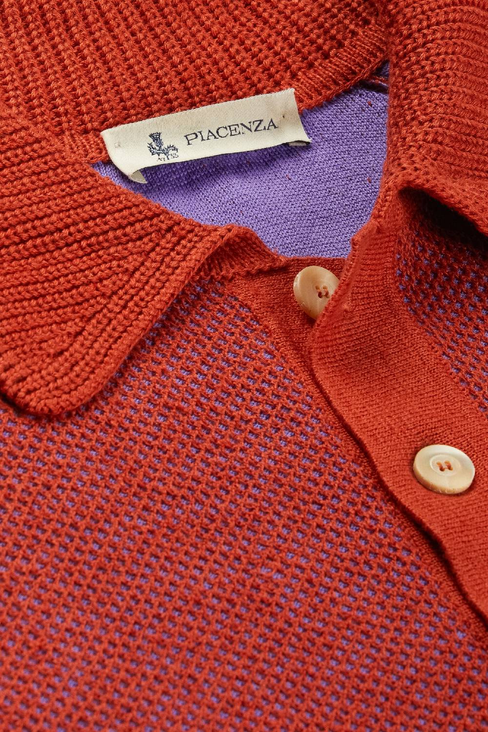 Piacenza 1733 Polo maniche lunghe two tone honey comb viola Hotsell