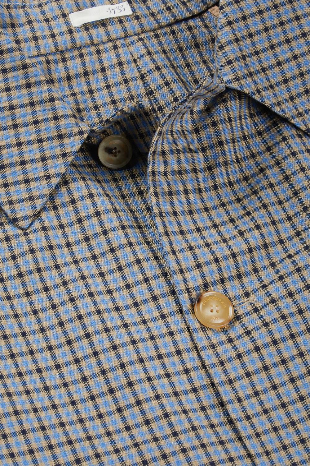 Piacenza 1733 Trench micro check azzurro e marrone Vendita Economica