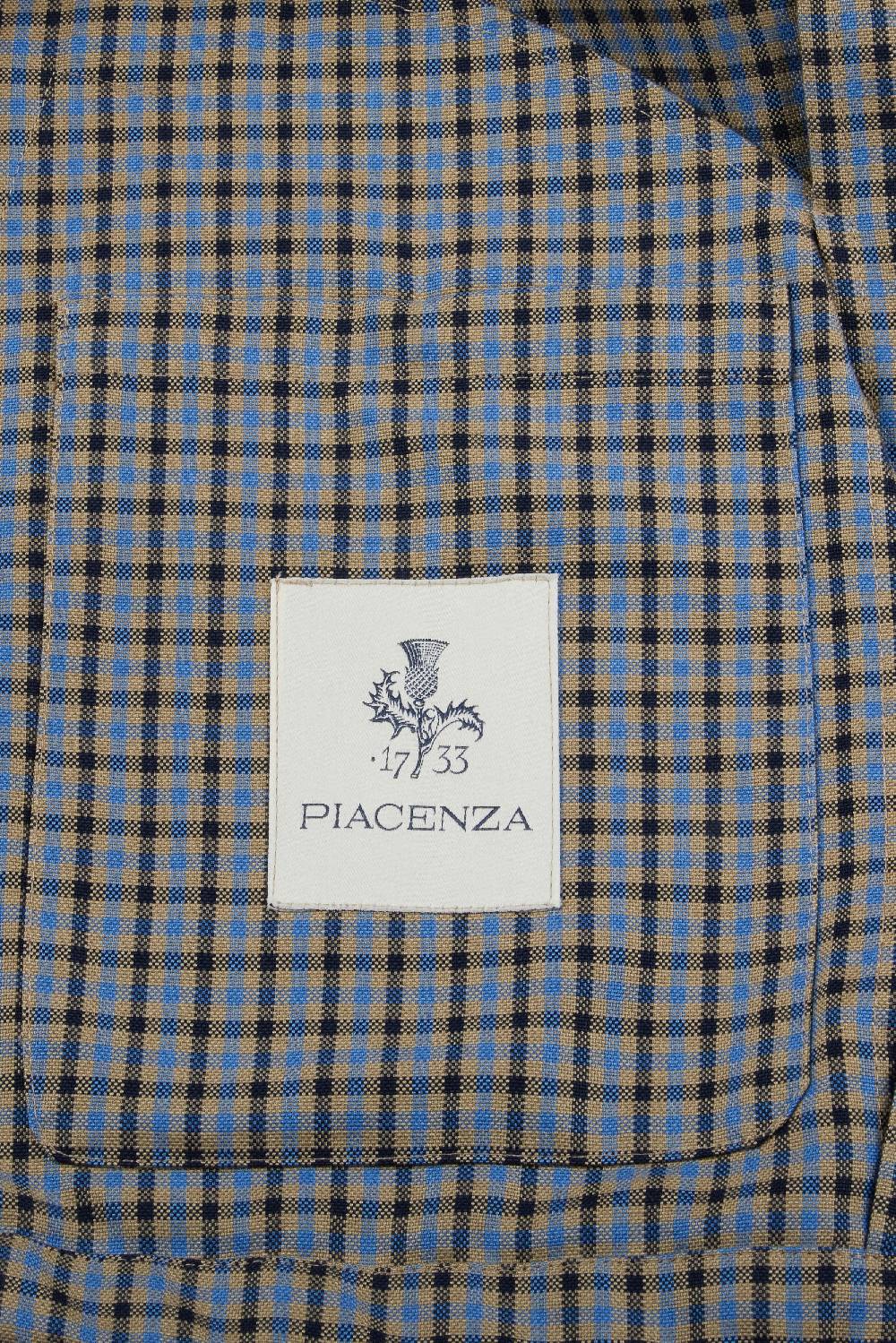 Piacenza 1733 Giacca collo camicia zip micro check azzurro e marrone I Più Venduti