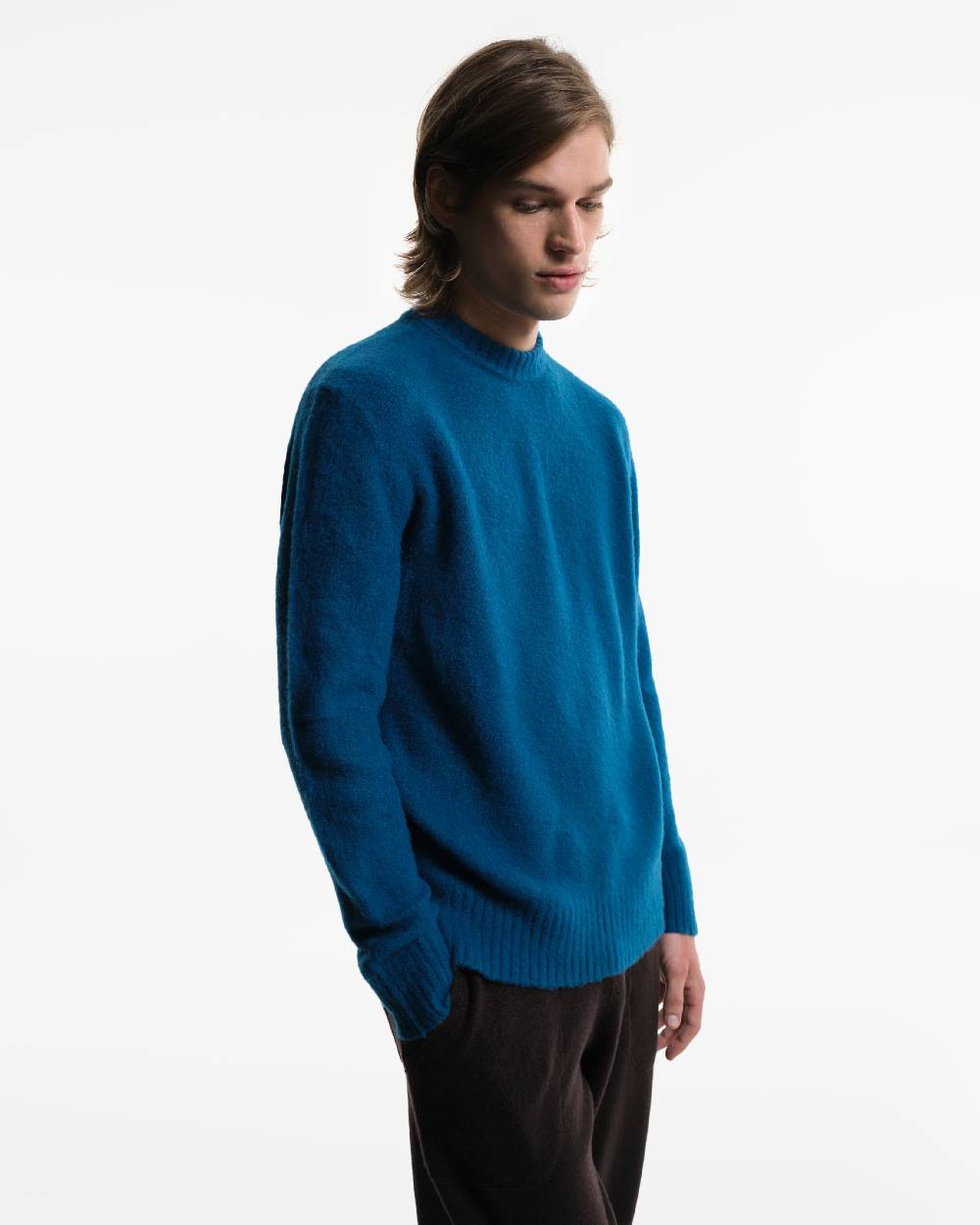 Piacenza 1733 Girocollo in Lana blu jeans Consegna Veloce