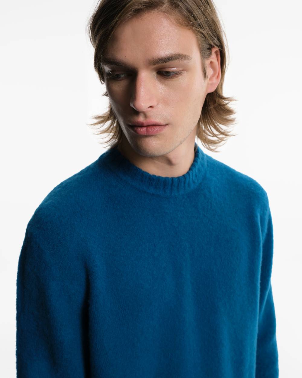 Piacenza 1733 Girocollo in Lana blu jeans Consegna Veloce