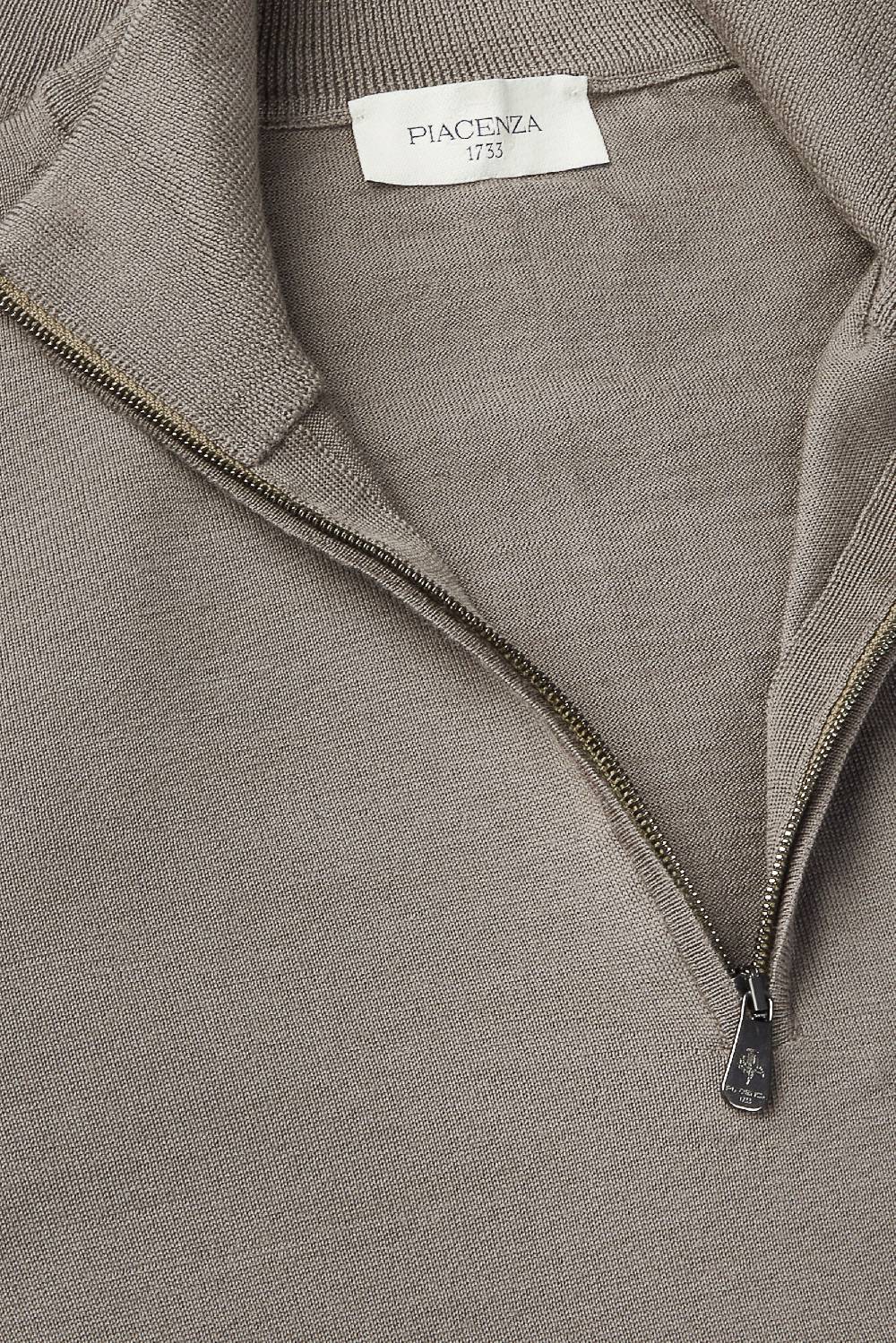 Piacenza 1733 Lupetto Zip lana merino super fine nocciola Hotsell