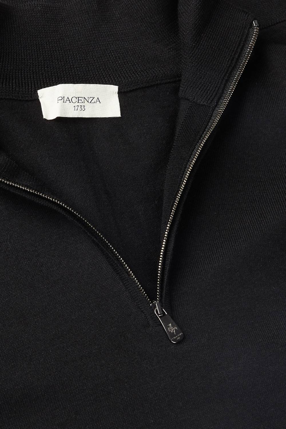 Piacenza 1733 Lupetto Zip lana merino super fine nero Vendite Flash