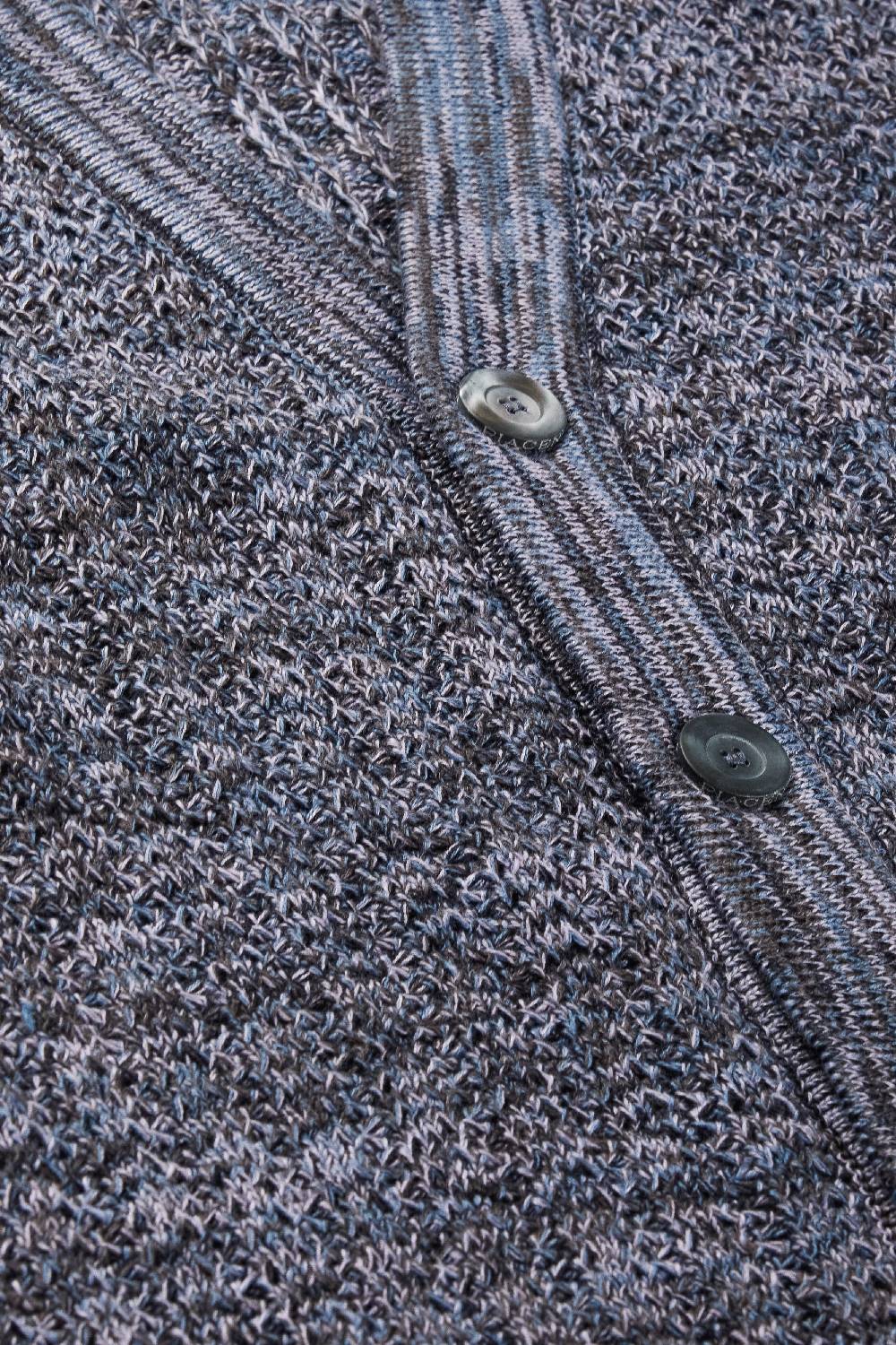 Piacenza 1733 Cardigan con bottoni moulinè lilla e blu In Linea