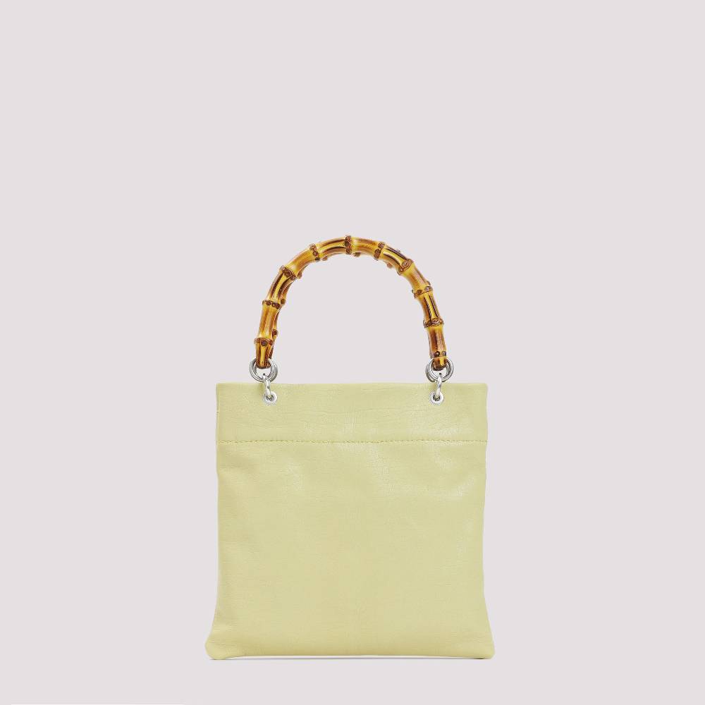 JIL SANDER  Shopper Piccola in Pelle Verde con Manico in Bamboo JIL SANDER Affare Del Giorno