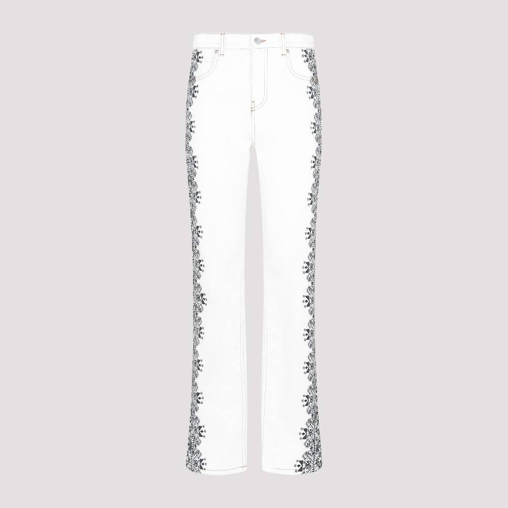 ETRO  Jeans di Cotone Bianco ETRO Esme con Stampa Laterale Novità