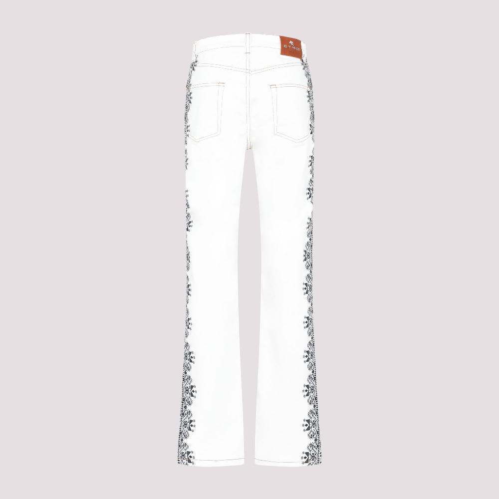ETRO  Jeans di Cotone Bianco ETRO Esme con Stampa Laterale Novità