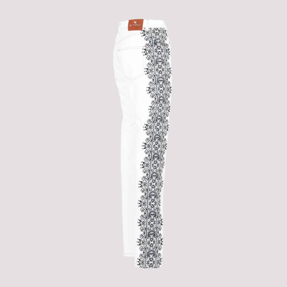 ETRO  Jeans di Cotone Bianco ETRO Esme con Stampa Laterale Novità