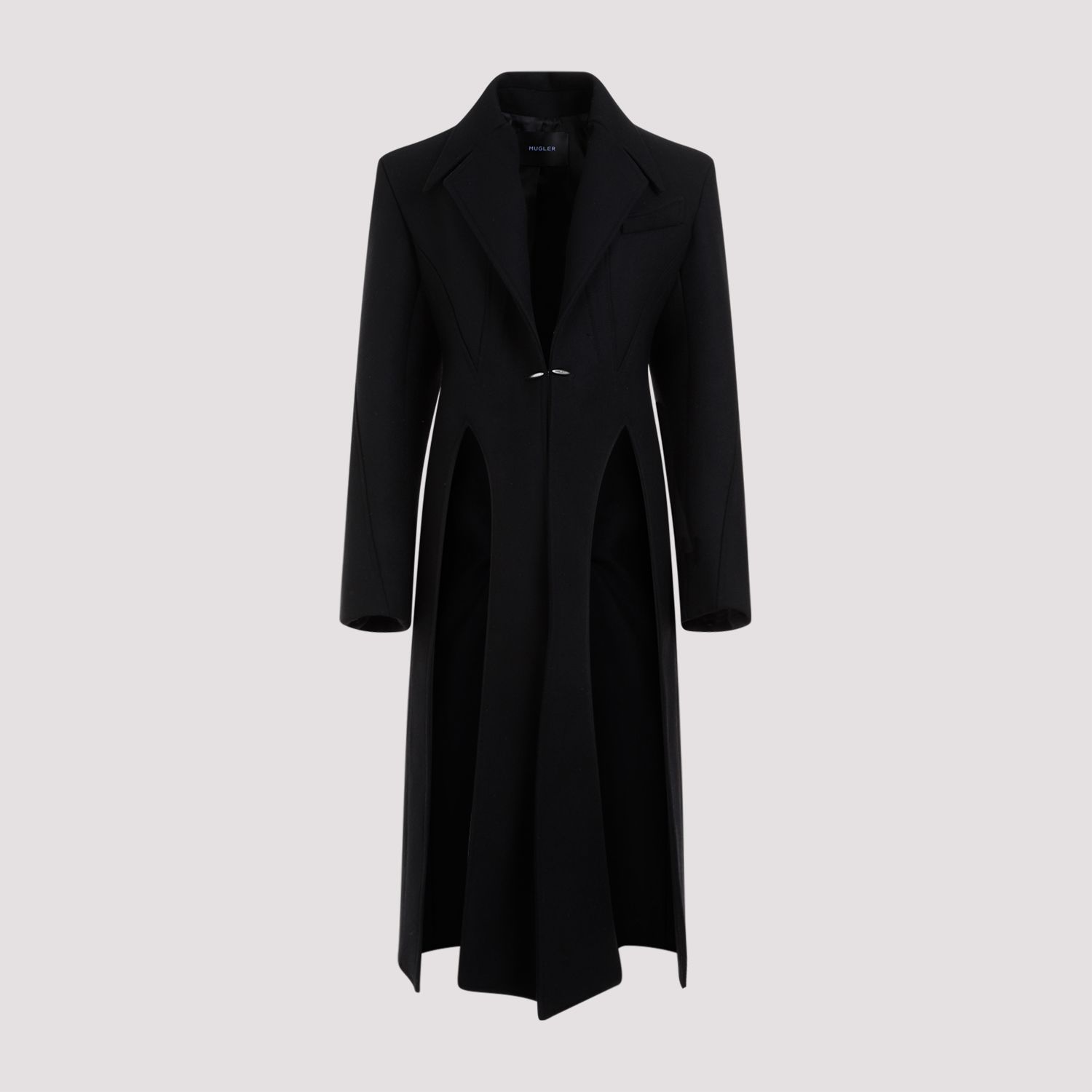 MUGLER  Cappotto Nero in Lana e Poliammide Mugler Lunghezza Caviglia Economico