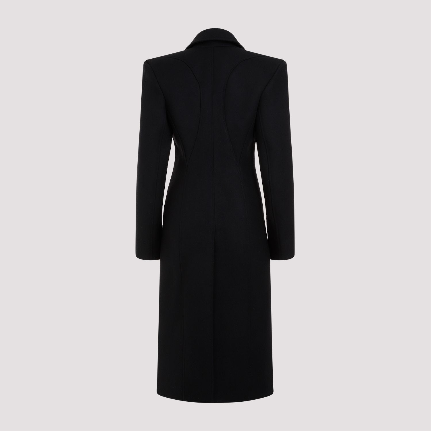 MUGLER  Cappotto Nero in Lana e Poliammide Mugler Lunghezza Caviglia Economico