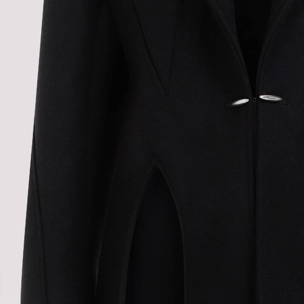 MUGLER  Cappotto Nero in Lana e Poliammide Mugler Lunghezza Caviglia Economico
