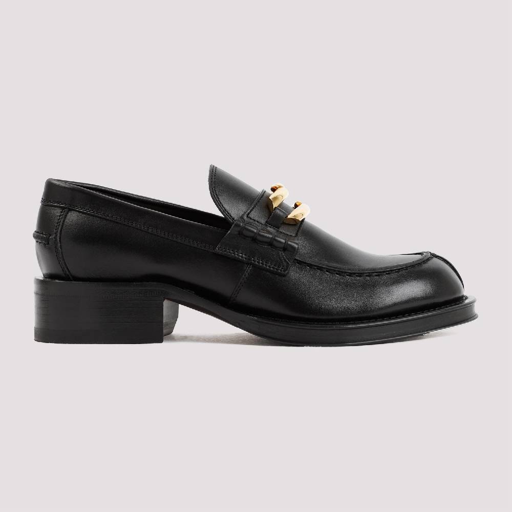 LANVIN  Mocassini LANVIN Neri in Pelle con Dettagli Dorati Outlet