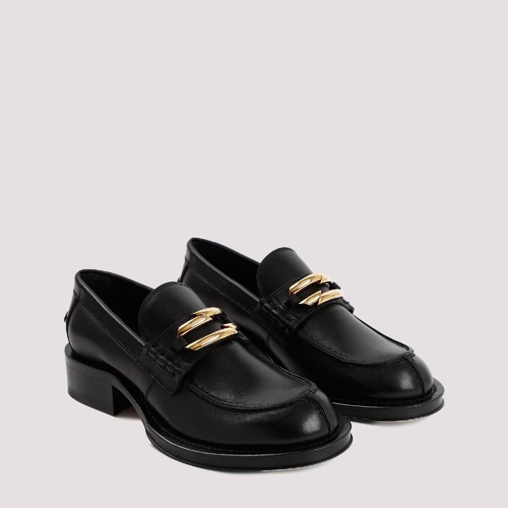 LANVIN  Mocassini LANVIN Neri in Pelle con Dettagli Dorati Outlet