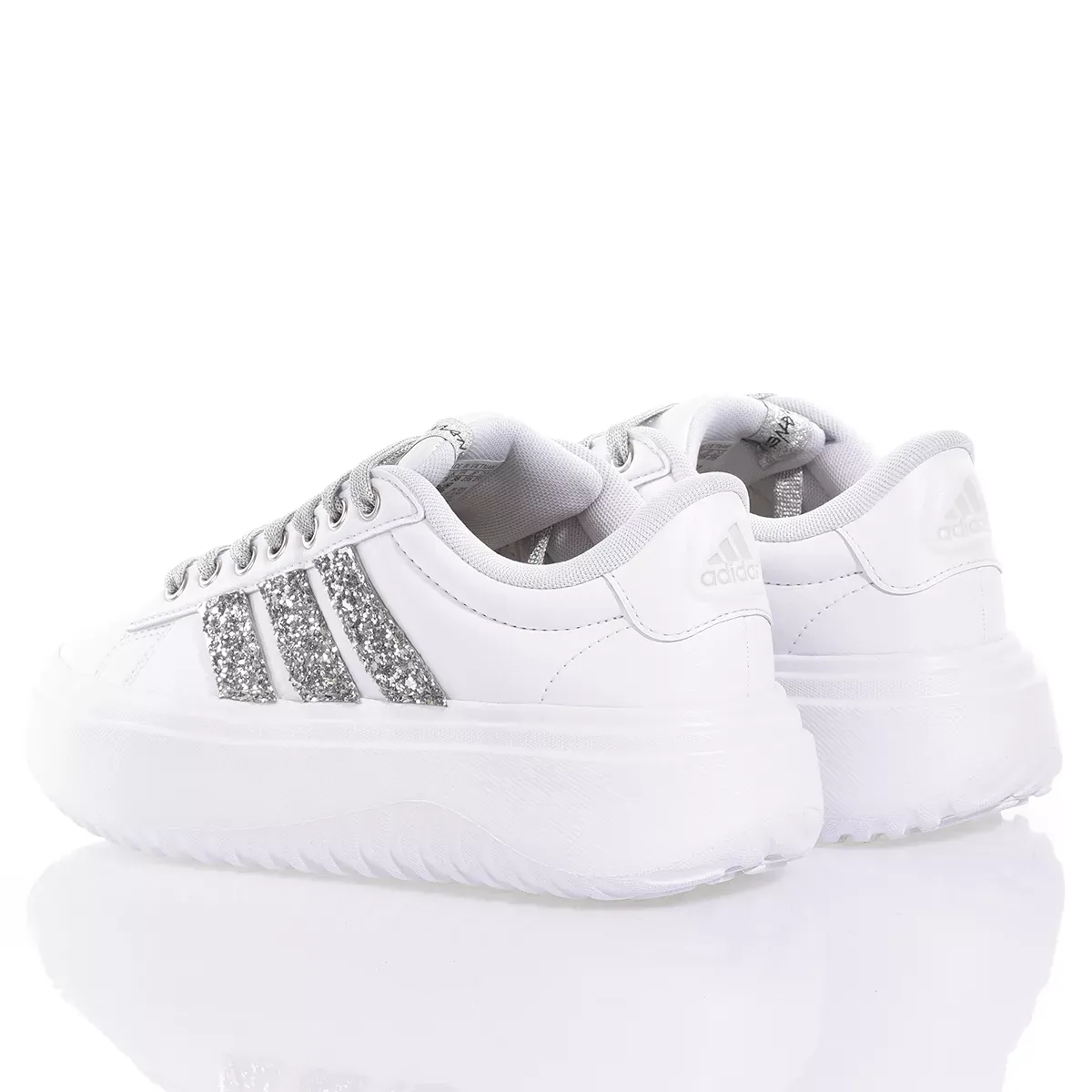 ADIDAS  Sneakers Adidas da Donna Piattaforma Bianco Argento in Eco-Pelle In Vendita