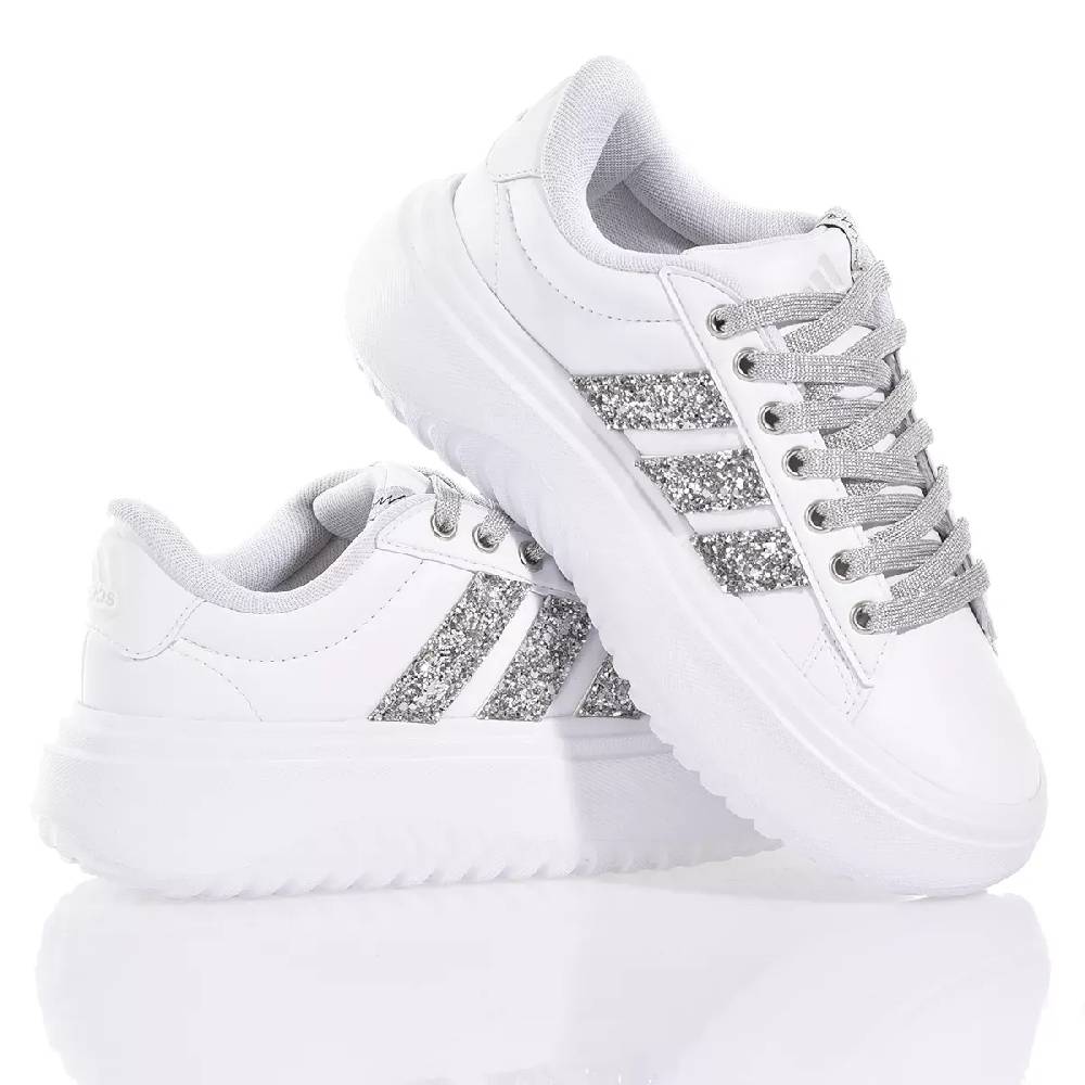 ADIDAS  Sneakers Adidas da Donna Piattaforma Bianco Argento in Eco-Pelle In Vendita