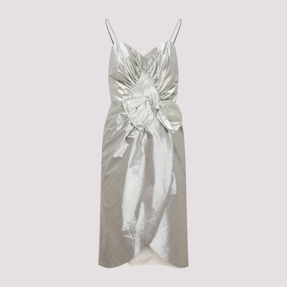 MAISON MARGIELA  Abito Midi Maison Margiela in Cotone Metallizzato Argento Saldi