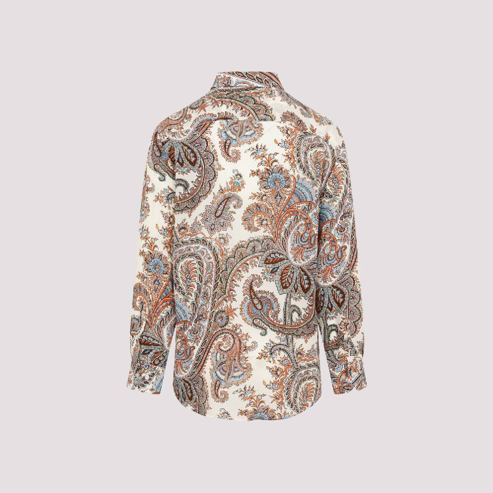ETRO  Camicia Uomo ETRO Seta Bianca con Paisley Saldi Di Fabbrica