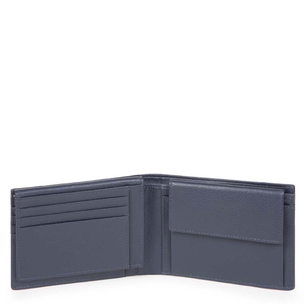 PIQUADRO  Portafoglio Blu da Uomo Piquadro - Misto Poliestere/Cotone con Portamonete e Scomparti per Carte In Linea