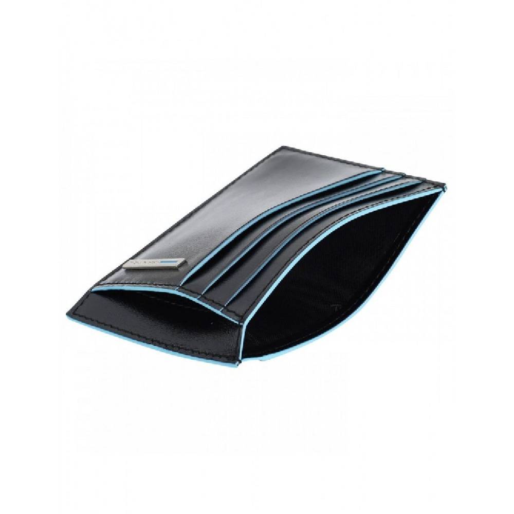 PIQUADRO  Porta Carte di Credito in Pelle Blu RFID Piquadro Consegna Veloce