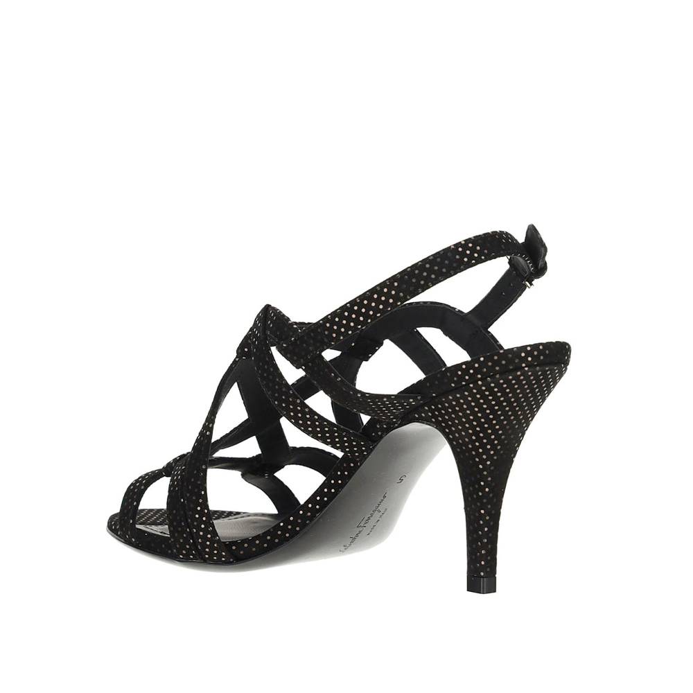 SALVATORE FERRAGAMO  Sandali con Tacco in Pelle Nera Salvatore Ferragamo Nuova