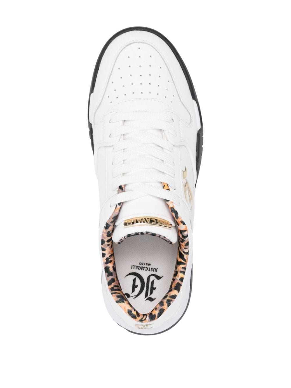 JUST CAVALLI  Sneakers Bianche Donna Just Cavalli - Pelle e Tessuto alla Moda Italy