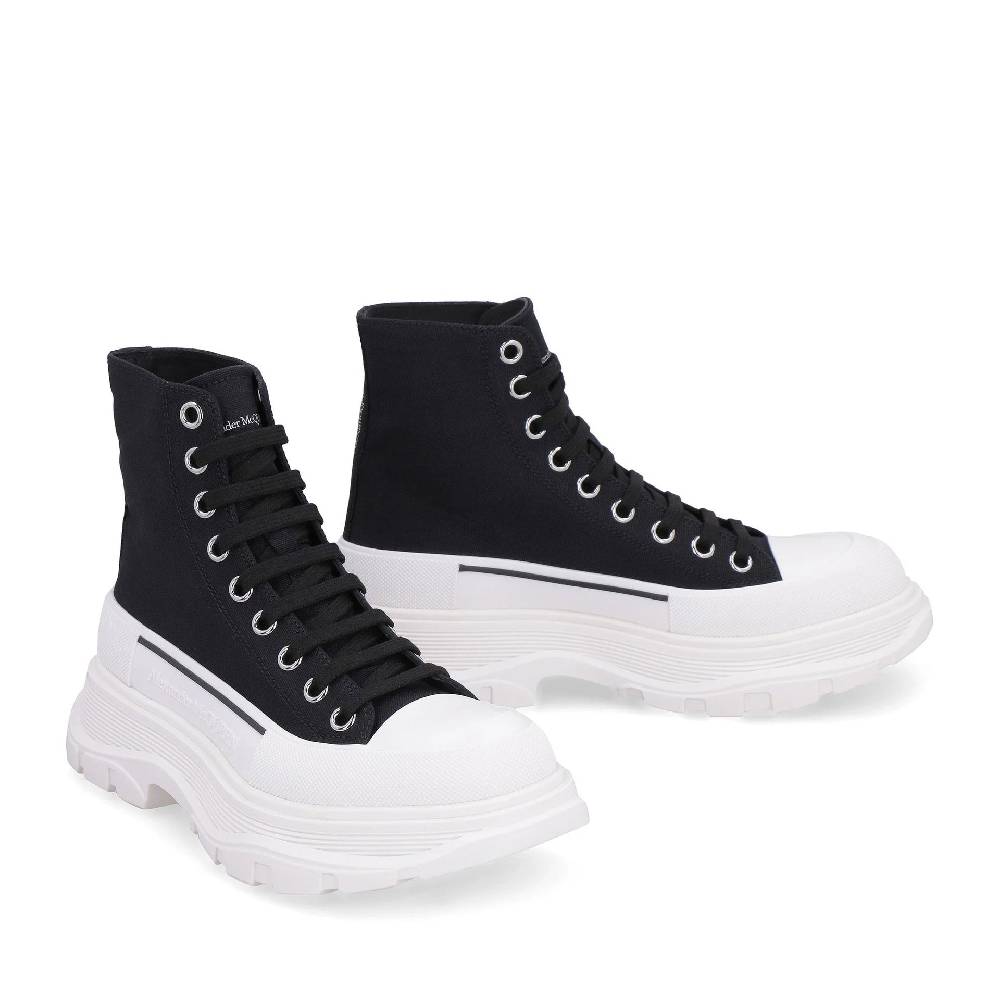 ALEXANDER MCQUEEN  Sneakers Alte in Tela Nere Alexander McQueen Treadslick Qualità