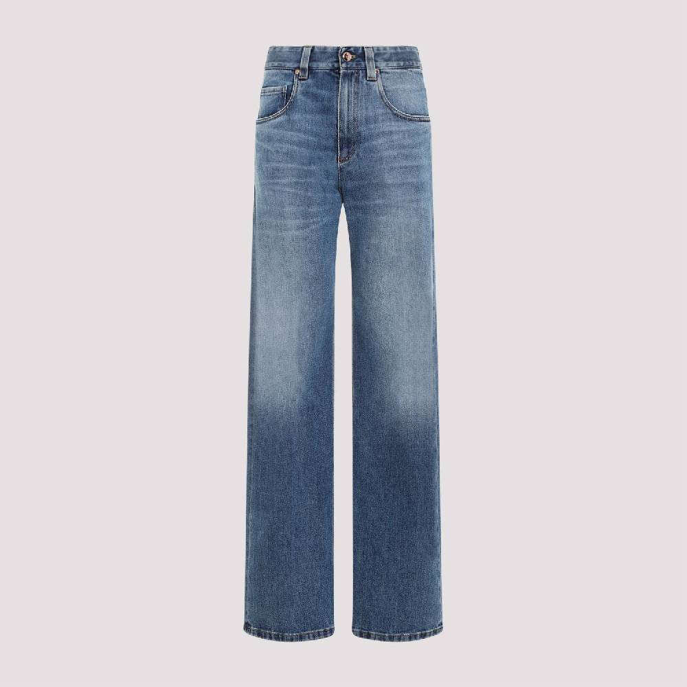 BRUNELLO CUCINELLI  Jeans Dritti in Cotone Elasticizzato Blu Brunello Cucinelli Promozione Limitata