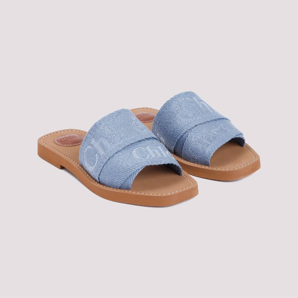 CHLOÉ  Stivaletti Bassi Chloé in Lino Blu Woody Fino Al -60%