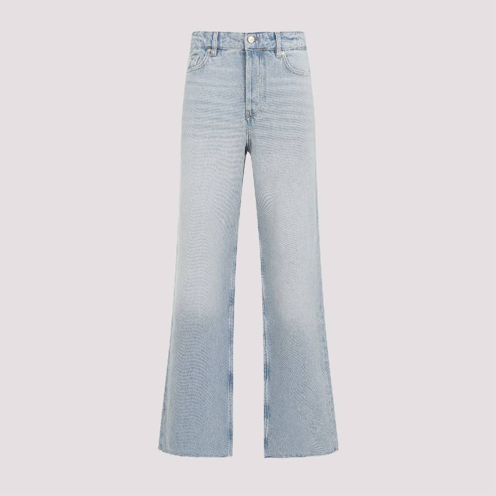 GANNI  Jeans GANNI in Cotone Biologico a Vita Alta - Azzurro Chiaro Affare Del Giorno