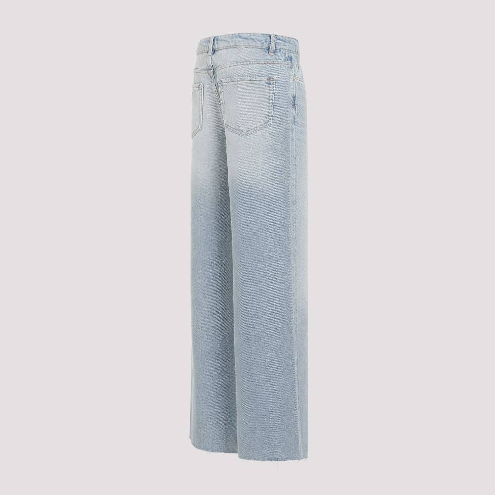 GANNI  Jeans GANNI in Cotone Biologico a Vita Alta - Azzurro Chiaro Affare Del Giorno