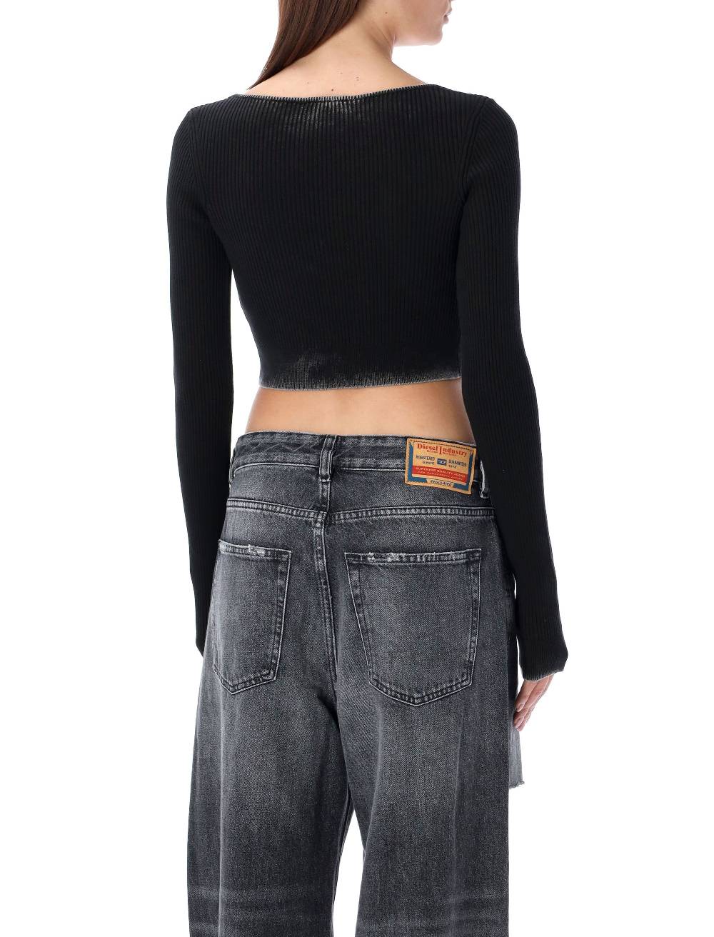 DIESEL KIDS  Cardigan Corto Diesel M-Latina Nero a Costine con Scollo a V Sottocosto